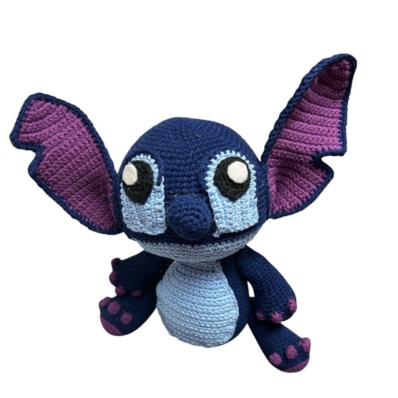 Hand Crafted Stitch Crochet Blue and Purple Plush Toy 11 inches Disney - Picture 14 of 16